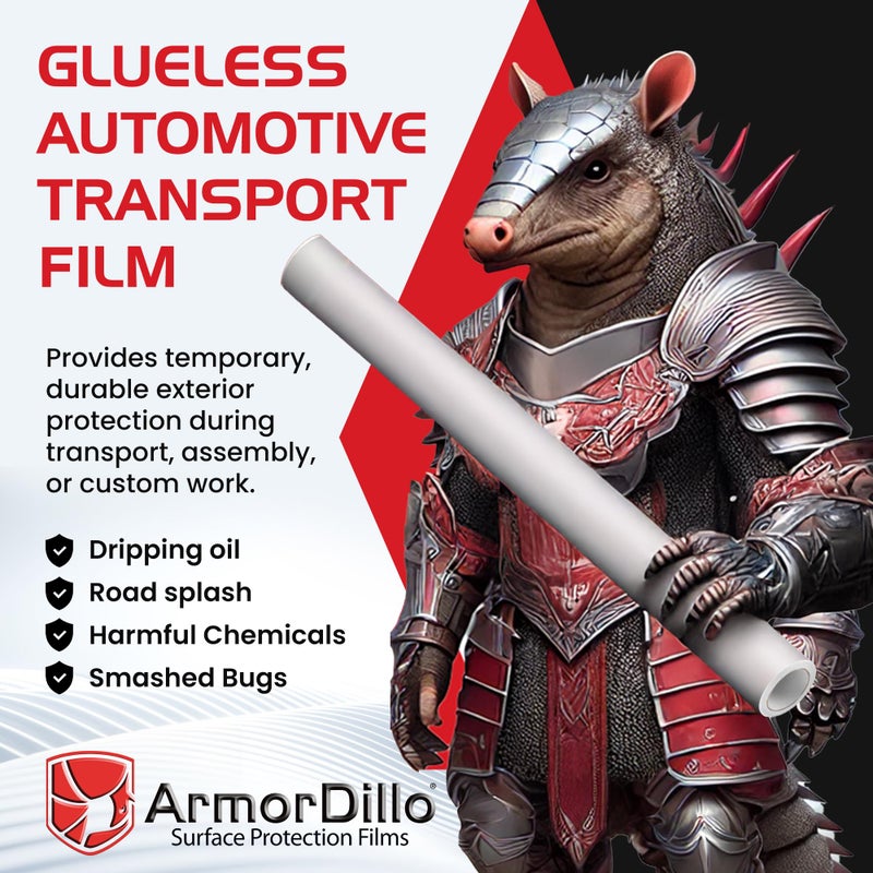 ArmorDillo Adhesive-Less Glue-Less Car Protection Film and Transport Film. Guaranteed NO Residue. 6 mos. UVI, 5-Layer Polyolefin Blend (36" x 200') - Image 1